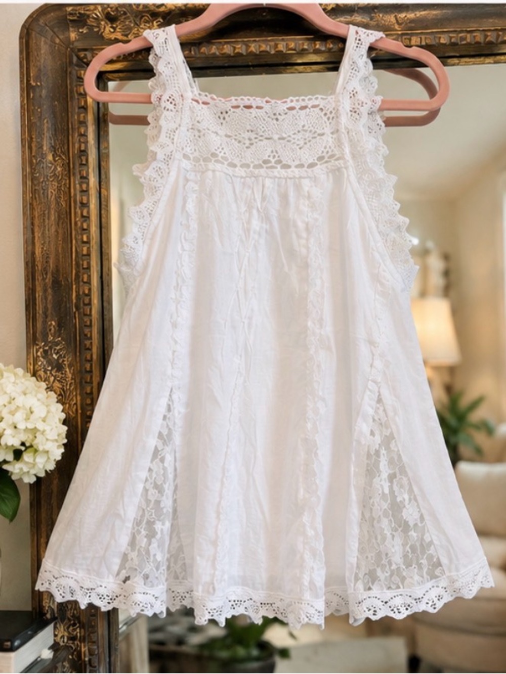 Anthropologie White Eyelet Lace Tank Dress for Girls